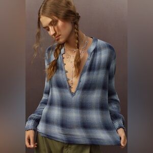 Anthropologie Cloth and Stone plaid top